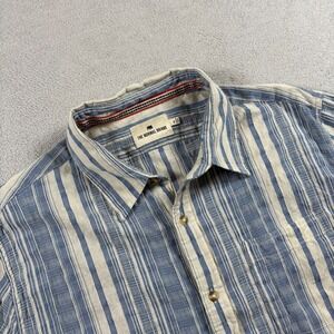 The Normal Brand Shirt Mens XL Blue Cotton Striped Short Sleeve Office Button Up